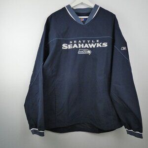 Reebok Seattle Seahawks Mens Jacket Large Blue NFL Logo Pullover NEW